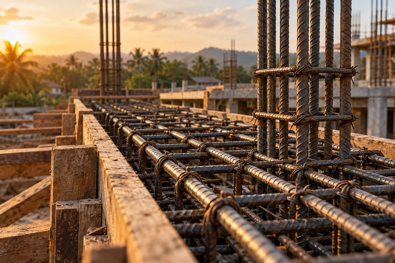 Illustrative detail of reinforcement and concrete formwork